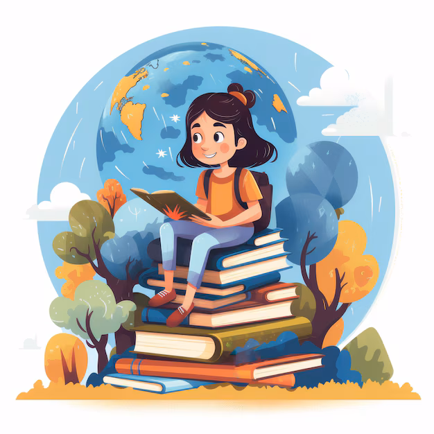 Person with books in digital art style
